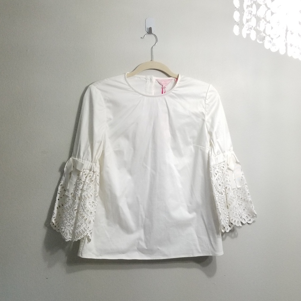 🚫SOLD🅿️🚫NWT TED BAKER LACE BOW SLEEVE BLOUSE - Picture 5 of 8